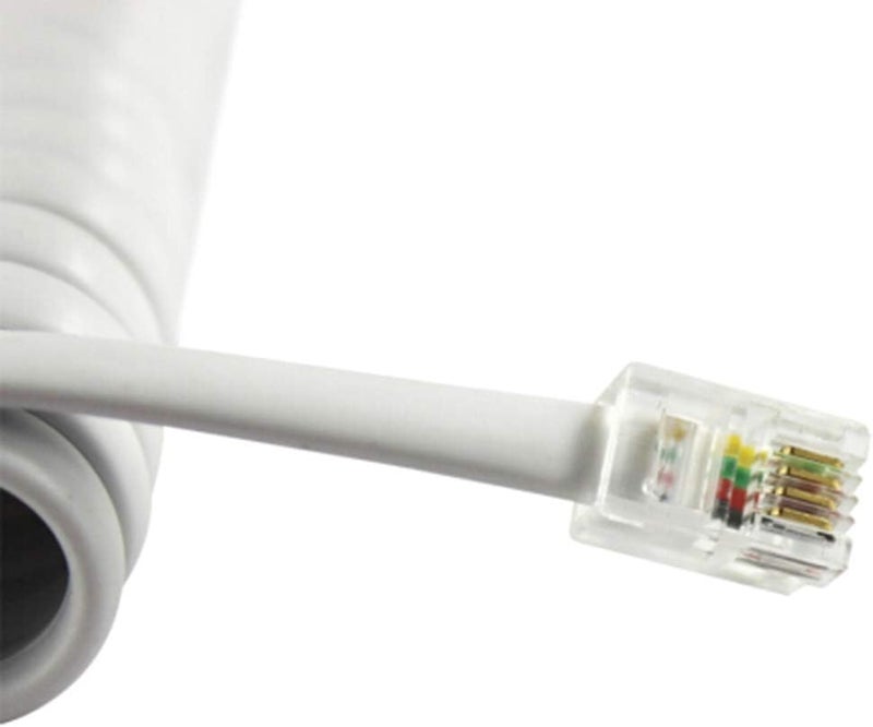 Saisn Telephone Handset Cord 10 Feet (Stretch Length) RJ9 4P4C Phone Cord for Landline Coiled Phone Cable Curly Telephone Wire, Coiled Length 1.2 to 10 Feet, White - Image 3